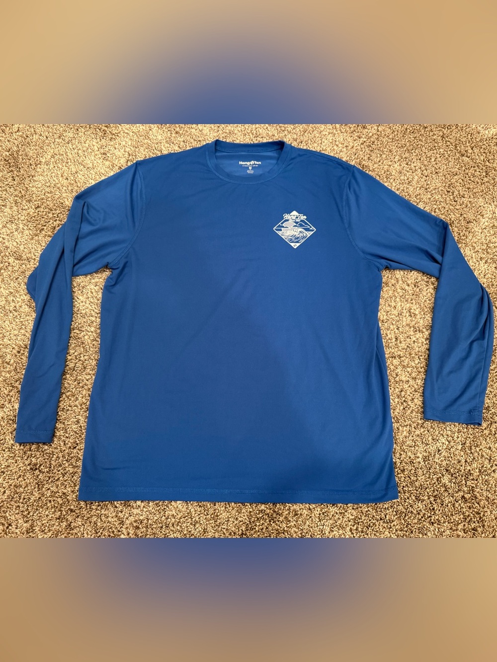 Hang Ten Royal Blue Long Sleeve Rash Guard with Chest Graphic